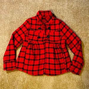 Dollhouse Red and Black Plaid Pea Coat for Kids